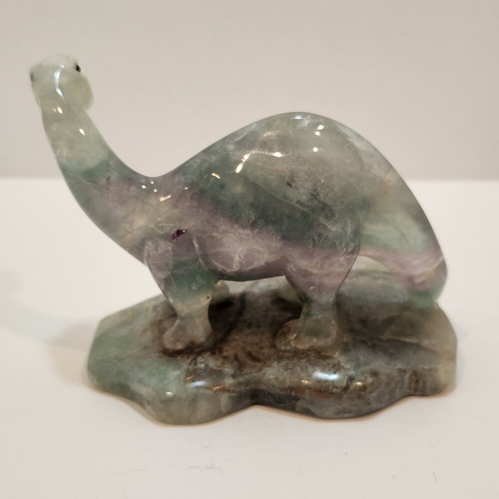 Hand Carved Fluorite Crystal Dinosaur Figurine - Picture 4 of 10